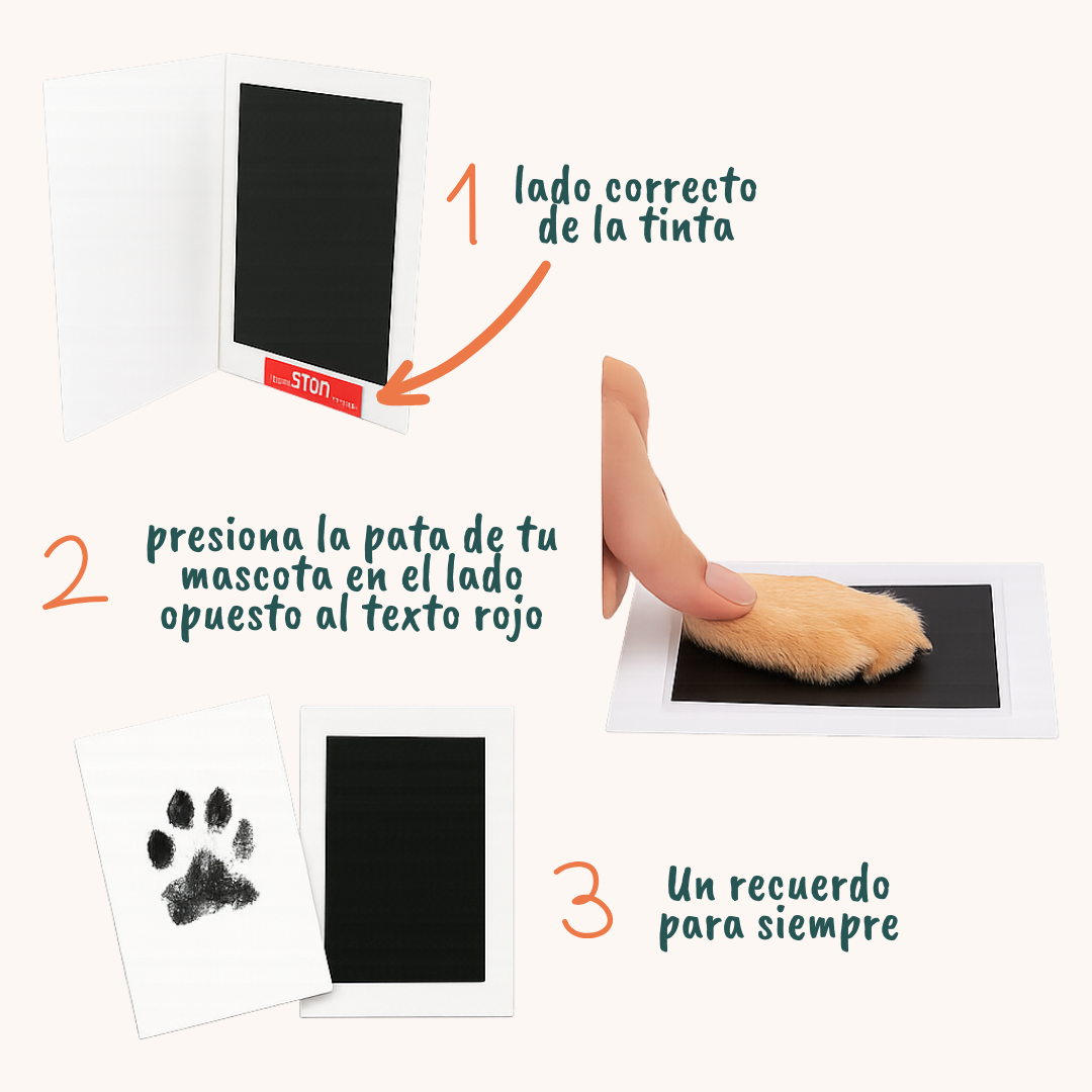 Kit para plasmar la huella de perros y gatos en una lámina con tinta no tóxica y no mancha
