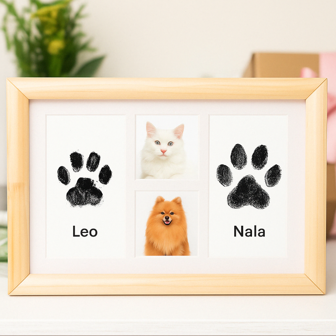 Marco para guardar las huellas de perros y gatos para tener el recuerdo para siempre Kit Huella Eterna de tu reino animal