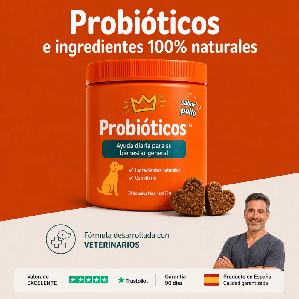 Probiótico para perros de Tu Reino Animal para evitar que los perros se laman las patas y se rasquen constantemente